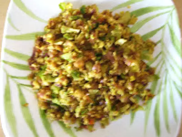 Recipe Minced brussel sprouts paneer scramble (sukhen)
