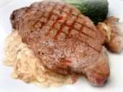 The Pioneer Woman Cooks - Grilled Ribeye Steak with Onion Blue Cheese Sauce