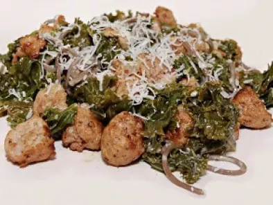 Recipe Braised kale with soba noodles and turkey sausages... and buddha's hand zest