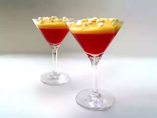 Recipe Cranberry jelly with caramel pudding