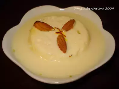 Recipe ' ricotta cheese 'rasmalai' with saffron/ sweet ricotta cheese dumplings in sweetened milk