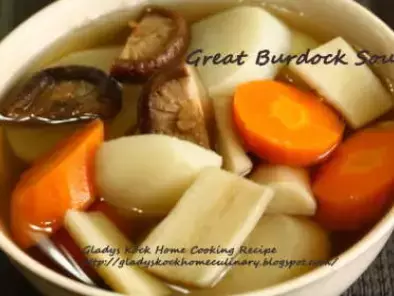 Recipe Great burdock soup with white radish, carrot & shitake mushroom