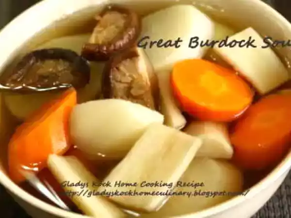 Recipe Great burdock soup with white radish, carrot & shitake mushroom