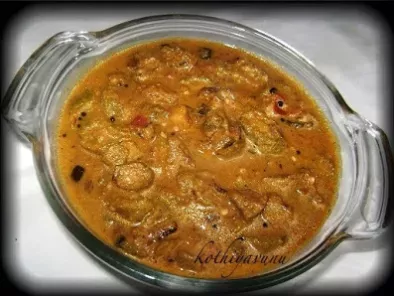 Recipe Vendakka puli / okra/ladies finger tamarind curry - kerala - palakkad style