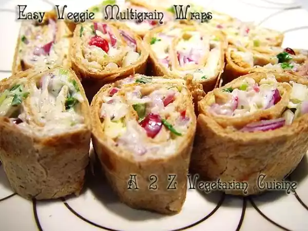 Recipe Easy veggie mediterranean multigrain wrap/pinwheels