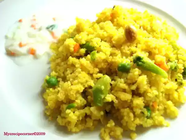 Recipe Couscous biryani/ pulao and mixed raita