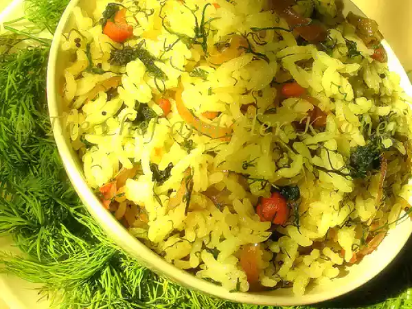 Recipe Sabsige soppu chitranna / fresh dill leaves rice