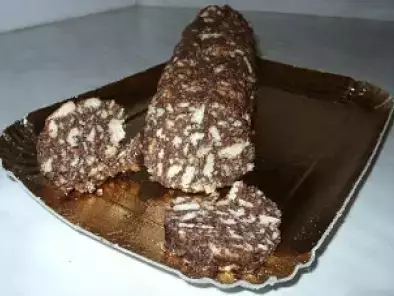 Recipe Italian sweet chocolate salami or biscuit and chocolate roll