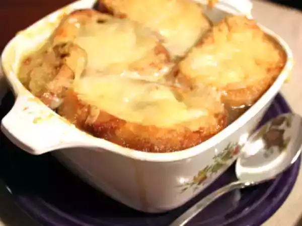 Recipe 100120 birthday dinner big salad + french onion soup