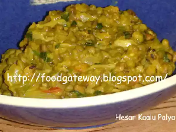 Recipe Hesar kal palya / green moong lentil curry