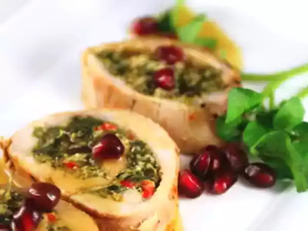 Recipe Roast pork florentine with pomegranate sauce