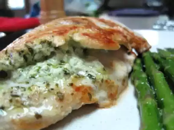 Recipe Spinach and goat cheese stuffed chicken breasts and mashed turnips
