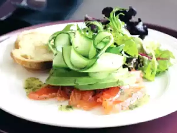 Recipe Vodka cured salmon salad with sweet mustard dressing