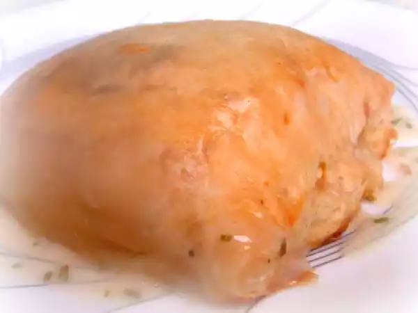 Recipe Baked salmon in puff pastry with mushroom duxelle