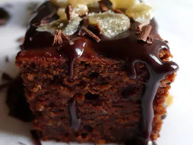 Recipe Cocoa squares with himalayan salted ganache, candied ginger and chocolate curls