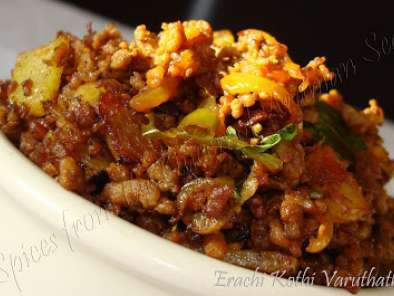Recipe Erachi kothi varuthathu/minced meat fry