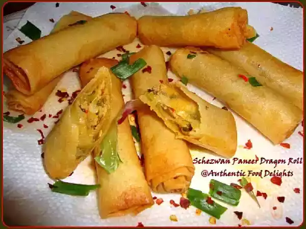 Recipe Schezwan paneer dragon roll