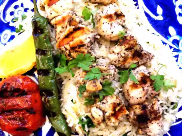 Recipe Sumac chicken shish kebabs & turkish rice pilaf w/ orzo