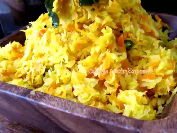 Recipe Cabbage mezhukkupurathi (cabbage- carrot stir fry)