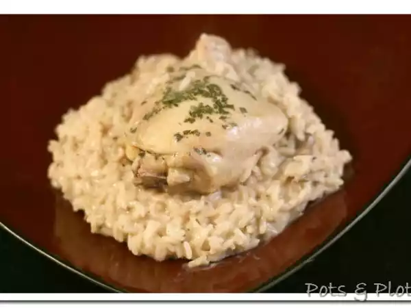 Recipe Chicken and rice in a white wine mushroom sauce