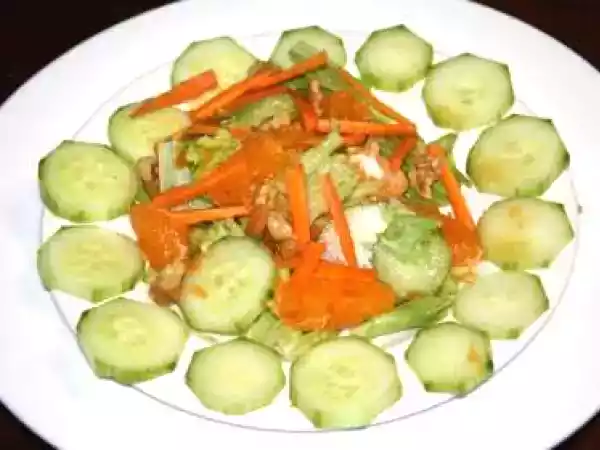 Recipe Green salad with orange and chicken n corn soup