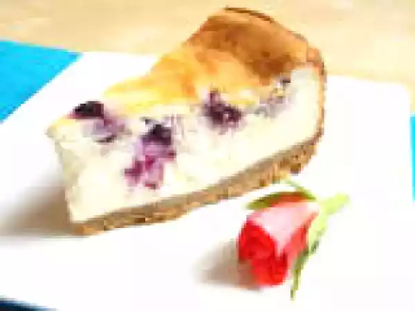 Recipe Eggless Blueberry and White Chocolate Baked Cheesecake