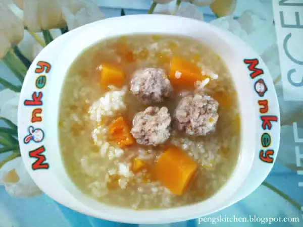 Recipe Pumpkin & pork balls porridge