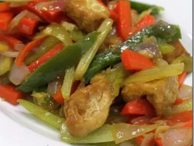 Recipe Chinese celery with carrot & bean curd stir fry
