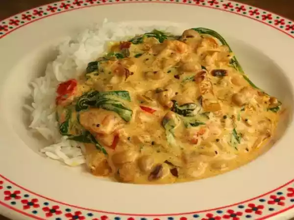Recipe Black-eyed beans with spinach and tomato