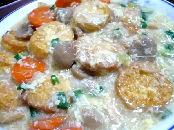 Recipe Braised egg tofu with mushroom