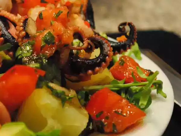 Recipe Greek potato salad with octopus