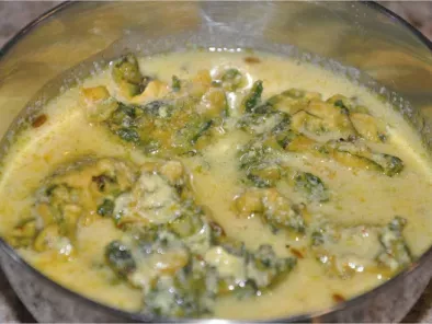 Recipe Rajasthani pakoda kadhi(chickpea and cilantro fritters in yogurt/chickpea gravy)