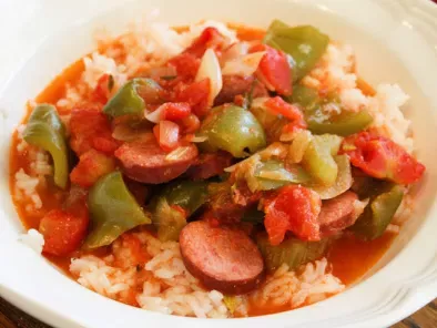 Recipe Sausage and peppers over rice
