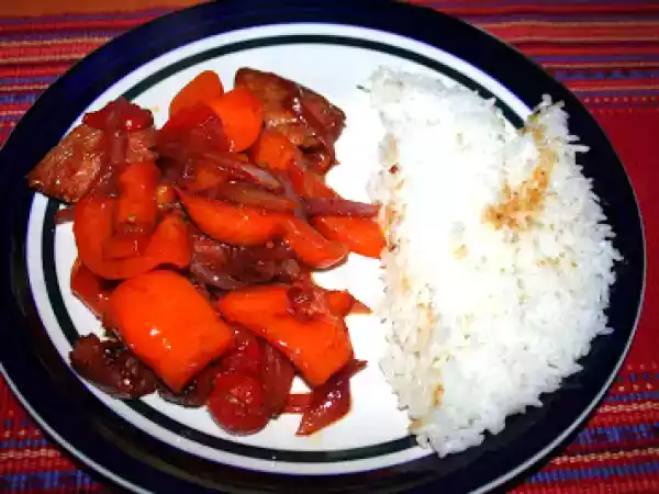Recipe Teriyaki chicken with bell peppers and tomatoes