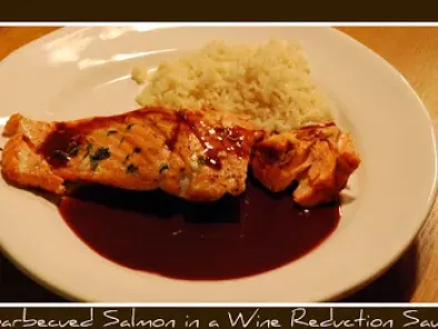 Recipe Salmon in a red wine reduction sauce