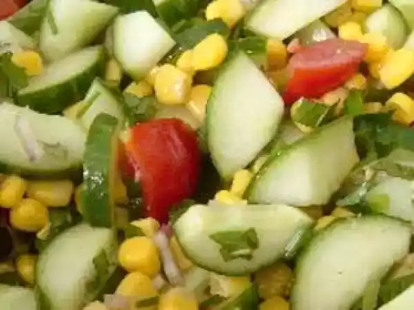 Recipe Cucumber, corn and tomato salad