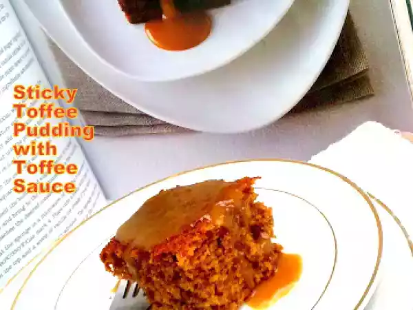 Recipe Egg and eggless sticky toffee pudding with toffee sauce