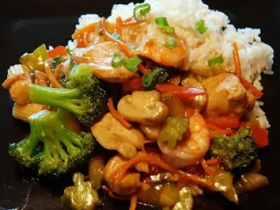 Recipe Chicken & shrimp vegetable stir-fry