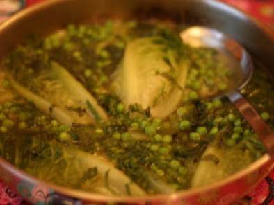 Recipe Braised lettuce with peas and mint