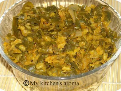 Recipe Ponnaganti/water amaranth and pesarapappu(moong dal) curry