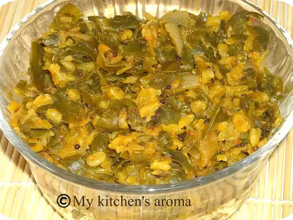 Recipe Ponnaganti/water amaranth and pesarapappu(moong dal) curry