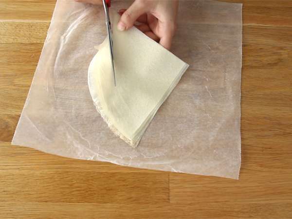 Brick cones with grisons meat - Preparation step 1