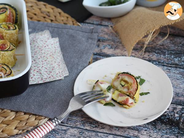 Baked zucchini rolls with ham and cheese! - Preparation step 7