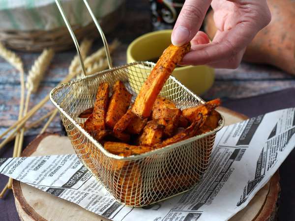 Sweet potato fries in the air fryer, for a crispy-soft result! - Preparation step 5