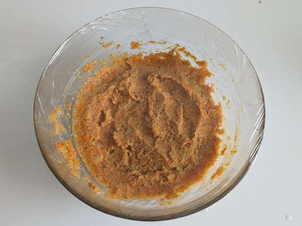 Vegetarian pumpkin meatloaf with mushrooms and stringy scamorza cheese - Preparation step 7