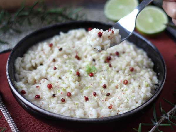 Lime and pink peppercorns risotto: elegant and vegetarian recipe for special dinners - Preparation step 7