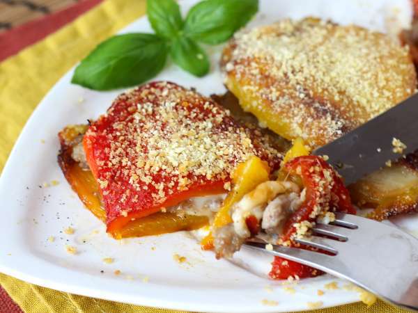 Air fryer stuffed peppers with sausage and scamorza - Preparation step 12