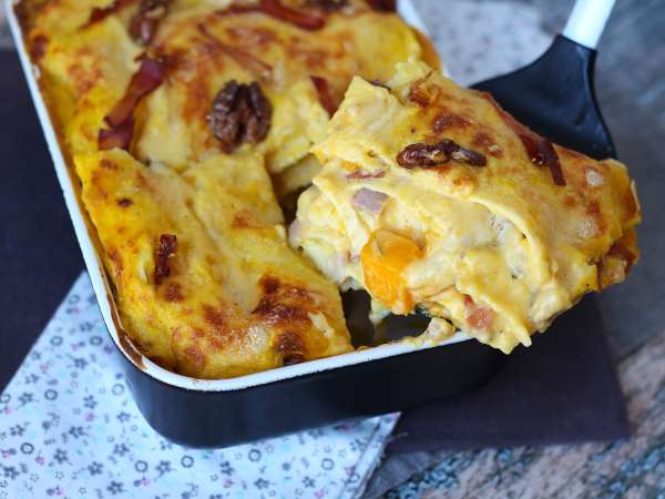 Lasagna with pumpkin, speck, and creamy, crunchy walnuts - Preparation step 10