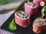 Beet crepe rolls with ricotta cheese and arugula - Preparation step 10