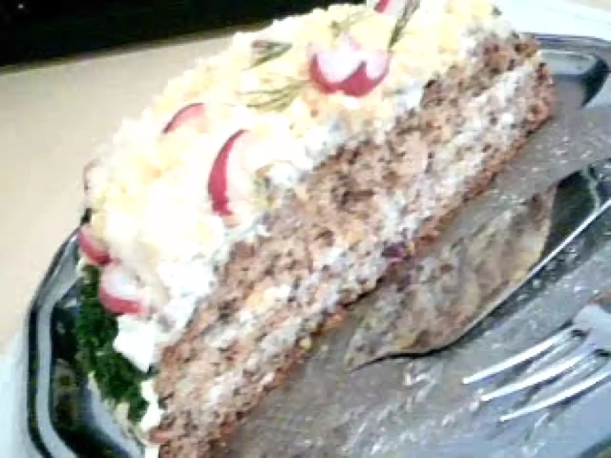 3-Layer Sandwich Cake Filled With Matjes Herring Salad